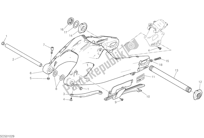 Alle onderdelen voor de Zwenkarm van de Ducati Multistrada 1260 Enduro Touring USA 2020